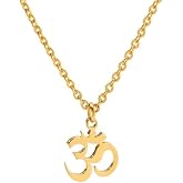 Kemmintvn OM Symbol Necklace Gold Color for Women Men | Stainless Steel, Yoga Meditation Pendant, Spiritual Jewelry, 24 Inch Chain