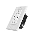 Outlet with USB High Speed Charger Totally 3.4A Charging Capability,Duplex Receptacle 15 Amp, Tamper Resistant Wall socket USB Outlet,Child Proof Safety,2 Wall Plate Included,Gray and White (2Pack)
