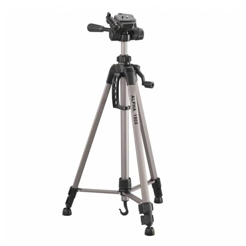- 52118 - Alpha 1800 Stativ Mobile m. Smartphonehalter - Auszugshöhe 140 cm - Packmaß 56 cm - mit 3-Wege-Kopf - max. Tragkraft 2 kg - Gewicht 900 g - Silber