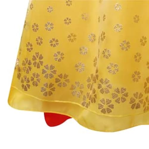 Yellow Princess Dress For Girls With Cape & Accessories - Birthday Party Costume Set