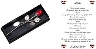 Mothers Birthday Gift...A 7.5 inch Silver Plated Rose Flower and a Special Poem for Mom...A Perfect Gift Bundle for Her.