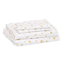 Amazon Basics Kids Soft, Easy-Wash Microfiber Sheet Set - Full, Gold Stars Amazon Basics Kids Soft, Easy-Wash Microfiber Sheet Set - Full, Gold Stars