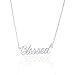 HUAN XUN Stainless Steel Intial Necklace Best Wishes Words Best Friend Jewelry, Blessed