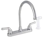 LDR 952 36425CP Exquisite Kitchen Faucet, Gooseneck, Dual Tulip Handle, With White Spray, Lifetime Plastic, Chrome