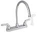 LDR 952 36425CP Exquisite Kitchen Faucet, Gooseneck, Dual Tulip Handle, With White Spray, Lifetime Plastic, Chrome
