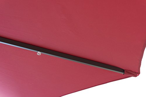 Sun-Ray 811045 10' Round Cantilever 8-Rib Offset Solar Patio Umbrella, 24 LED Lights, Crank with Adjustable Tilt, Cross Base, Aluminum Frame, Scarlet/Red - Thumbnail 4