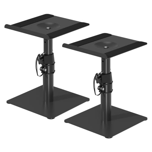 suptek SDM001T 2 Pack Stand-alone Speaker Stand, Adjustable Height and Tilt, Universal Audio Stand for Computer and Library, High Sound, Black