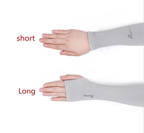 UV Protection Cooling Arm Sleeves Long Sun Sleeves for Men & Women UPF 50 Sun Sleeves for Cycling, Driving, Running, Basketball, Football & Outdoor Activities (Grey, Long)