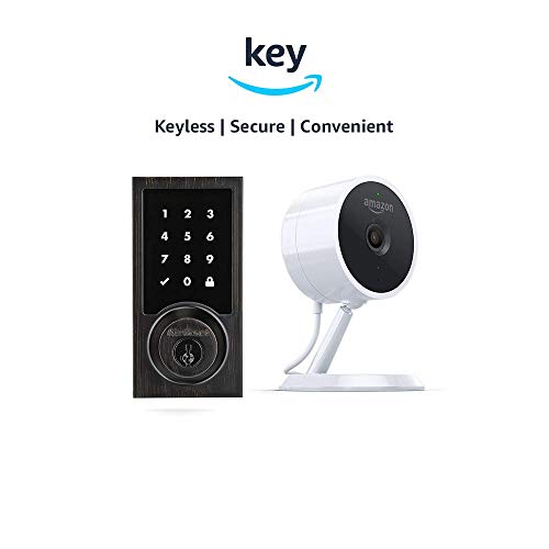 Kwikset 916 SmartCode ZigBee Touchscreen Smart Lock + Amazon Cloud Cam | Key Smart Lock Kit (Contemporary Style in Venetian Bronze)