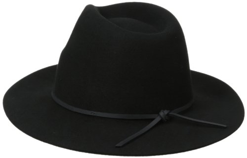 Brixton Men's Wesley Medium Brim Felt Fedora Hat, black, Medium