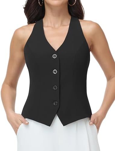 CFRTMTBB Women Suit Vest V Neck Button Down Vest Top Tuxedo