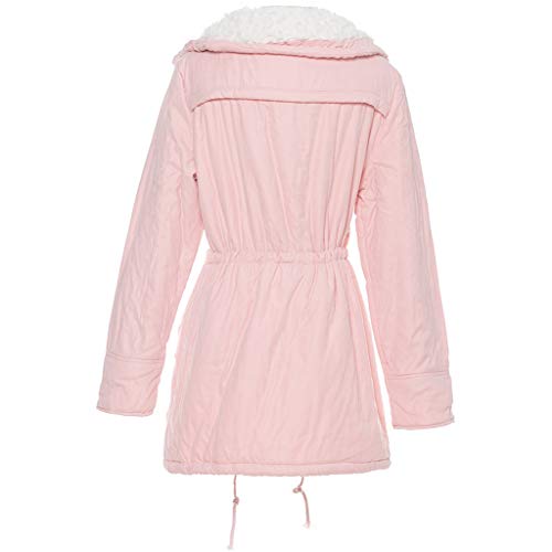 NRUTUP Womens Warm Long Coat Collar Hooded Jacket Slim Winter Parka Outwear Overcoat Blouse Top(Pink,S) - Thumbnail 3