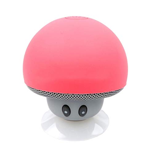 Bluetooth Mushroom Speaker for Xiaomi Redmi Note 6A Smartphone with Suction Cup and Micro Mini Speaker (Pink)