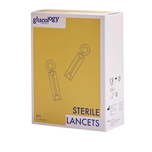GlucologyTM Lancets 30G, 400 Lancets Twist Top, Sterile (4 Packs of 100) | Diabetic Supplies and Accessories | Blood Glucose Meter