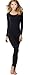 UYES Women's Thermal Underwear Set Top & Bottom Fleece Lined, W1 Black, Small