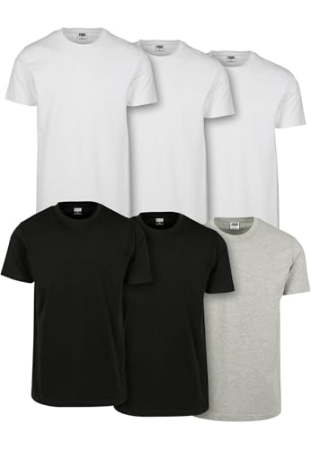 Homme Basic Tee 6-pack T Shirt, Multicolore (Wht/Wht/Wht/Blk/Blk/Gry 02257), M EU