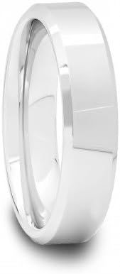 Polished Tungsten Carbide Ring with Beveled Edges 4 mm