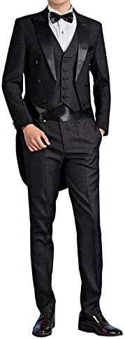 Men's Slim Tailcoat 3 Pieces Suit Pants & Vest Jacket Suits Set Wedding Blazer