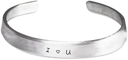 Valentine Gift Bracelet I Love You Nice Looking Aluminum Stamped Bracelet by Tech Fashion