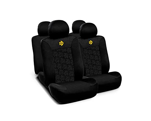 MOMO Autositzbezüge, 11 Stück, komplettes Set, universell, Schwarz/Grau, Airbag-kompatibel, 100% Polyester