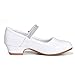 Stelle Girls Dress Shoes Toddler White Flower Girl Low Heels Mary Jane Flat for School Uniform Wedding(Little/Big Kid)(10MT, T02-White)
