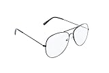 MJ Eyewear Classic Tear Drop Aviator Glasses Clear Lens Metal Frame