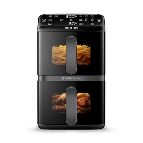 Philips Stacked Airfryer 4000 Serie Heißluftfritteuse, Schwarz/Grau, 10 L