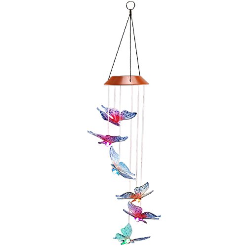 Anpatio Light Control Solar Powered Butterfly Wind Chime Outdoor Waterproof Colour Changing LED Light Romantic Garden Yard Balcony Decoration Best Gift - Thumbnail 7