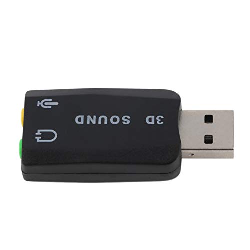 Liobaba Black Durable Lightweight Plug & Play USB 2.0 to 3D for Mic Speaker Audio Headset Sound Card Adapter 5.1 Channels for PC Laptop