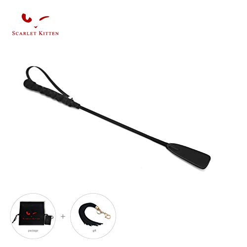 SCARLET KITTEN Riding Crop Horse Whip Spanking with Leather Slapper Jump Bat (Black)