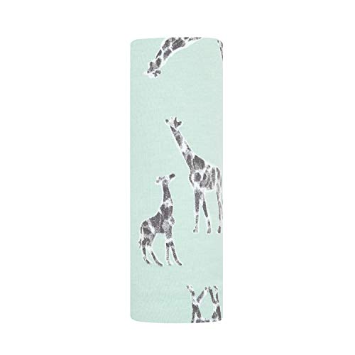 aden + anais Comfort Knit Baby Swaddle Blanket for Newborn Girl and Boy, Super Soft Cotton with Spandex, Versatile Stroller Cover, Burp Cloth, Nursing Shield, 47 x 47 Inch, Jade Giraffes