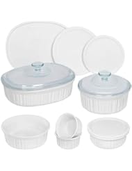 CorningWare French White 12-Pc Ceramic Bakeware Set with Lids Chip and Crack Resistant Stoneware Baking Dish, Microwave, Dishwasher, Oven, Freezer and Fridge Safe
