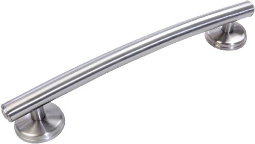 Grabcessories 61032 16-Inch Curved Transitional Grab Bar with Grips and Anchors, Brushed Nickel