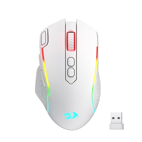 Redragon M810 MAX 3-Modi Wireless Gaming Maus, 12000 DPI, kabelgebundene/kabellose RGB-Maus mit Rapid Fire-Taste, 8 Makrotasten, 188 Stunden zuverläss