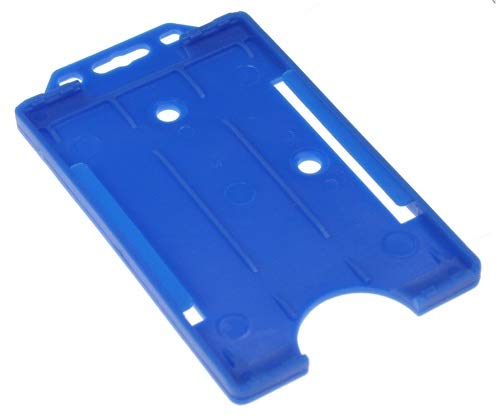 Identity-Plus: Light Blue Rigid Open Faced Single Sided Portrait ID Card Badge Pass Holder (100)