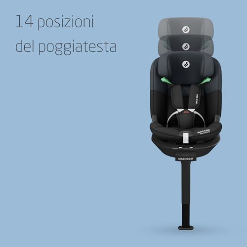 Emerald 360 S i-Size, Seggiolino auto girevole 360, 0-12 anni (40-150 cm), Seggiolino auto neonato, 4 posizioni reclinate, Protezione dagli impatti laterali G-CELL, Tonal Black