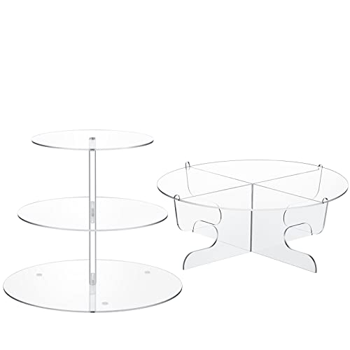 2 Pcs Acrylic Cupcake Stand Set Including 3 Tier