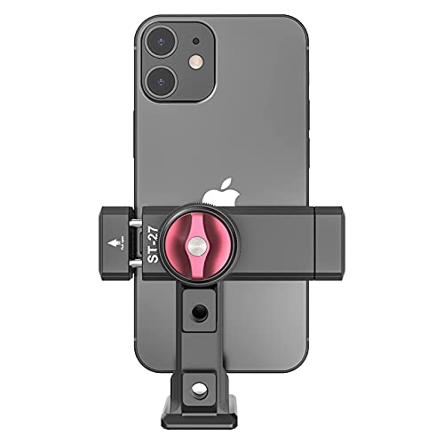 ULANZI ST-27 Aluminum Phone Tripod Mount w/ 3 Cold Shoes, Arca-Swiss Cell Phone Tripod Mount Adapter w/ 3 1/4" Interfaces, 360° Adjustable Tripod Bracket Holder