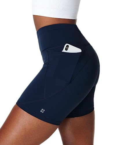 Sweaty Betty Women’s Power 6″ Sweat Wicking Workout Biker Shorts Navy Blue
