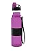 Nomader BPA Free Collapsible Sports Water Bottle - Foldable with Reusable Leak Proof Twist Cap for Gym Travel Hiking Camping and Outdoors - 22 oz (Purple)