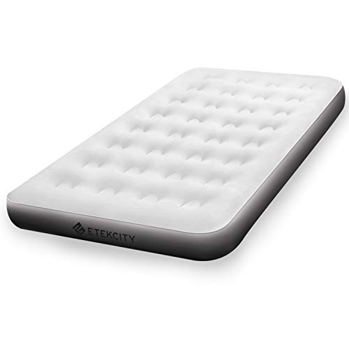Etekcity Air Mattress Twin Size Camping Air Bed Blow Up Bed Inflatable Mattress Raised Airbed Without Pump for Guest, Hiking, Height 9″, 2-Year Warranty, Storage Bag
