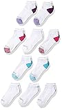 Fruit of the Loom Girls' Little Low Cut with Half Cushion 10 Pack Sock (4-10, White Multi)