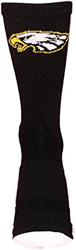 TCK Baseline 3.0 Eagles Logo Athletic Crew Socks (Available in Multiple Colors) (Black/White/Gold, Small)