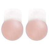 DHCare Sticky Nippleless Covers Strapless Silicone Reusable Lift Nipple Cover Pasties Bra Women 4.3 inch (Round, Pink)