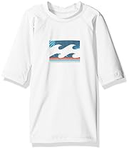 Billabong Little Boys' All Day Wave Performance Fit Short Sleeve Wetshirt, White, 2
