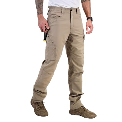 CALECARPEN Men's Casual Ripple-Stop Cargo Pants,(Silver Mink,30W x 30L) at Amazon
