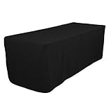 4 Feet Black Tablecloth Fitted Polyester Table Cover Wedding Banquet Event Tablecloth Black