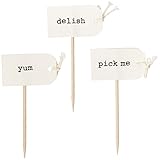 Ginger Ray Vintage Hand Tied Bow Cupcake Sticks/Food Flags for Weddings or Parties (12 Pack), Brown