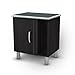 South Shore Cosmos 2-Shelf Nightstand with Cabinet Door and Open Storage, Black Onyx and Charcoal