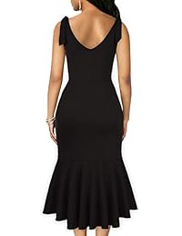 Drimmaks vestido de fiesta formal de sirena con escote en V y tirantes sintéticos para mujer